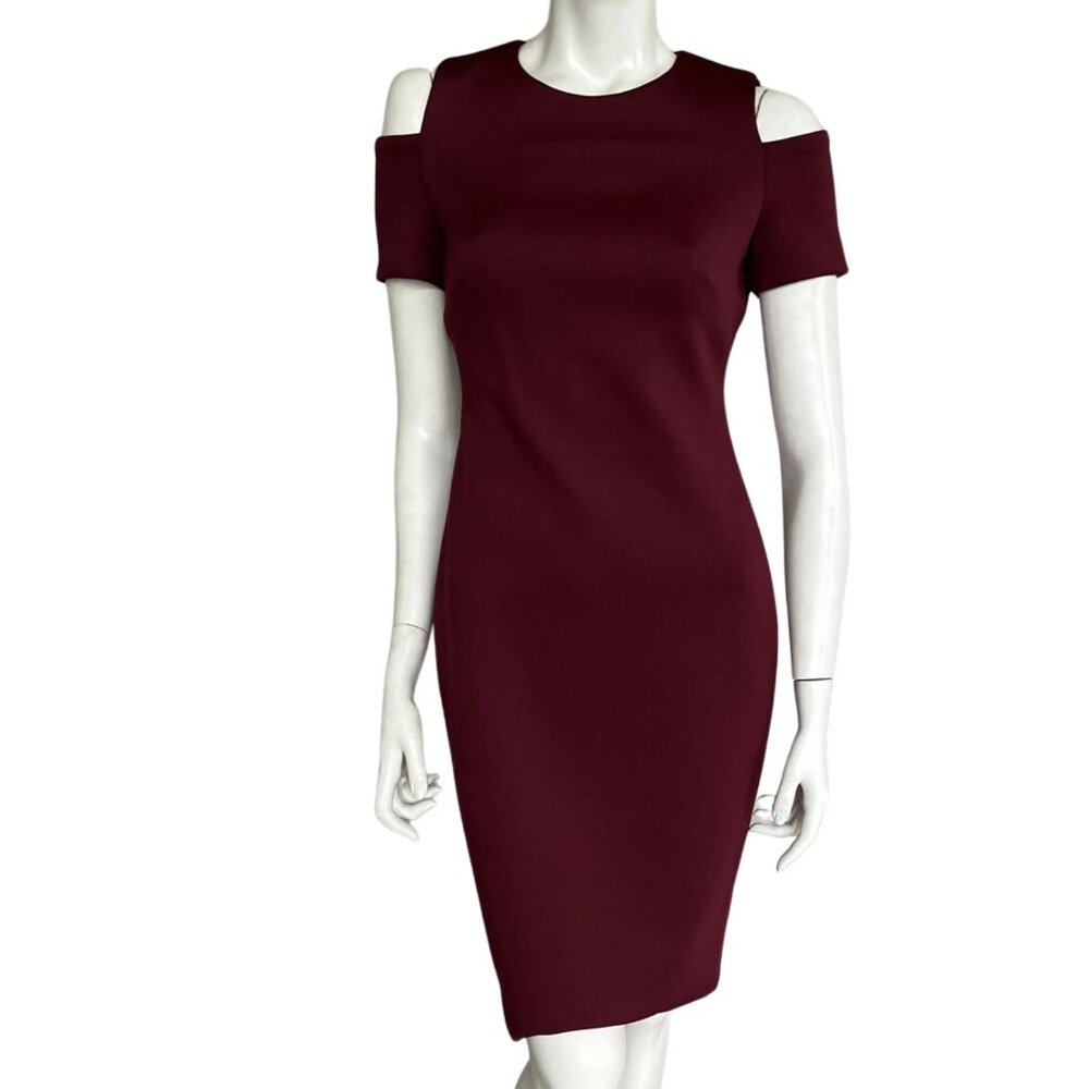 CALVIN KLEIN  Women's Cold Shoulder Knee Length Pencil Dress Sz: 20W  Red/Maroon